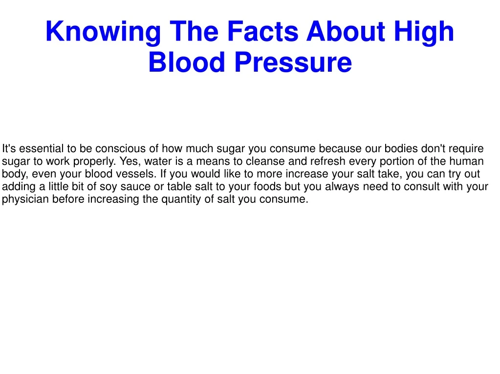 knowing the facts about high blood pressure