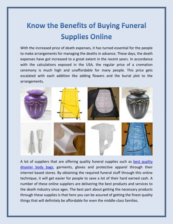Know the Benefits of Buying Funeral Supplies Online