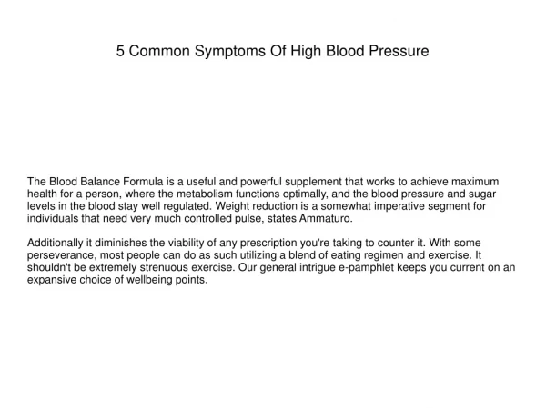 5 Common Symptoms Of High Blood Pressure