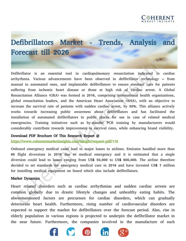 Defibrillators Market - Trends, Analysis and Forecast till 2026
