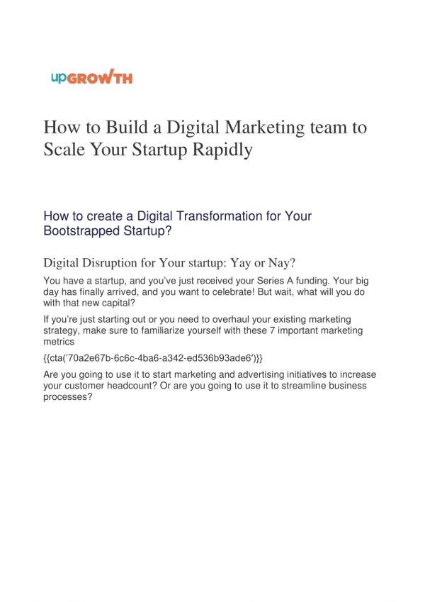 How to Build a Digital Marketing team to Scale Your Startup Rapidly