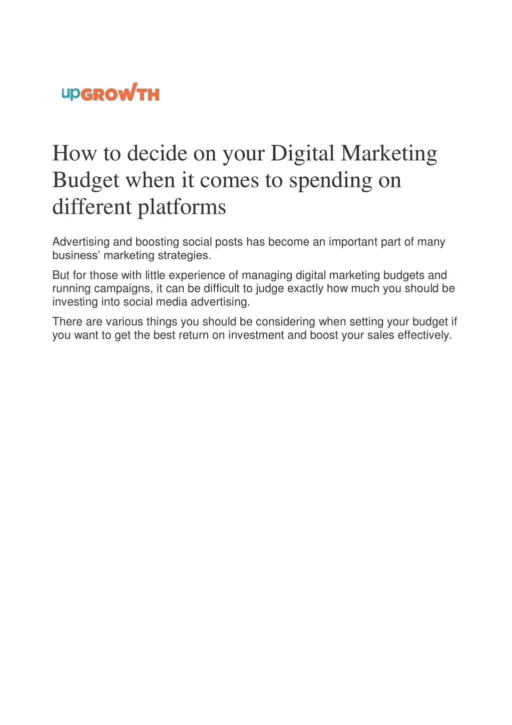 how to decide on your digital marketing budget