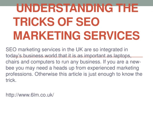 Understanding The Tricks Of SEO Marketing Services