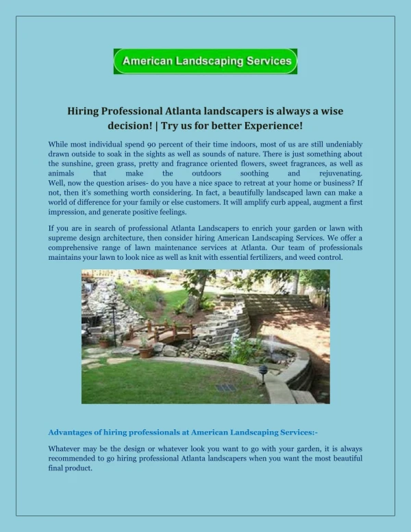 Atlanta’s Best Landscape Design Solution Provider | Call Now