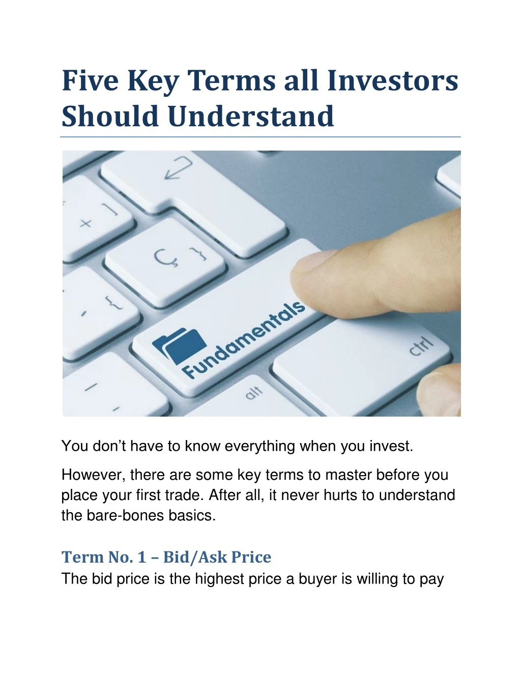 five key terms all investors should understand