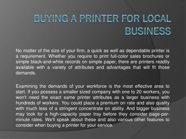 Buying a Printer for Local Business