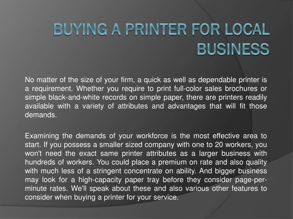 buying a printer for local business