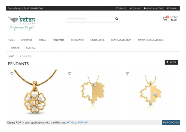 Buy Diamond Pendant Online | Ketan Diamonds