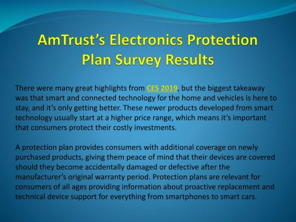 AmTrust’s Electronics Protection Plan Survey Results