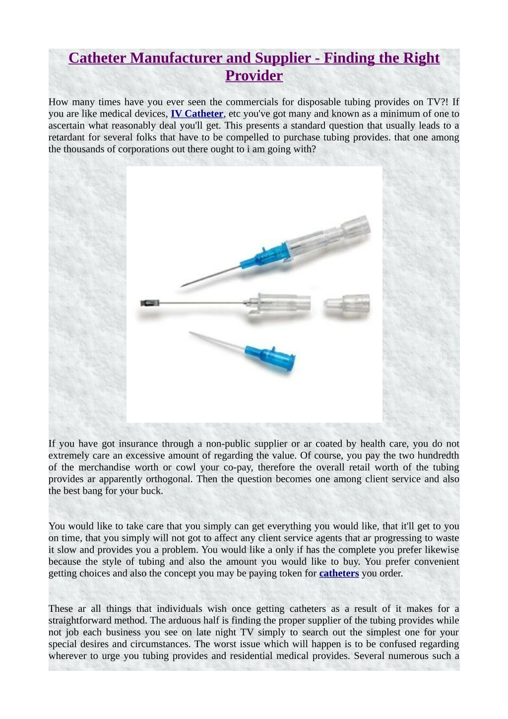 catheter manufacturer and supplier finding