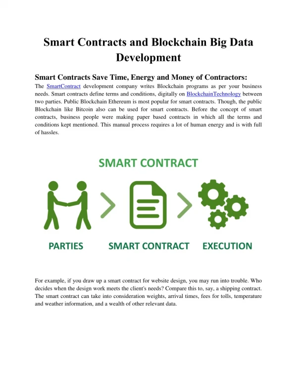 Smart Contracts and Blockchain Big Data Development