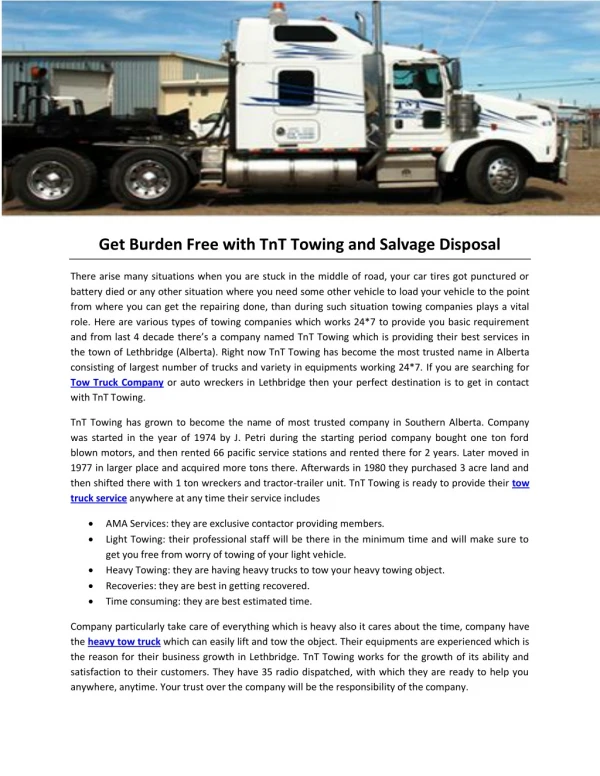 Get Burden Free with TnT Towing and Salvage Disposal