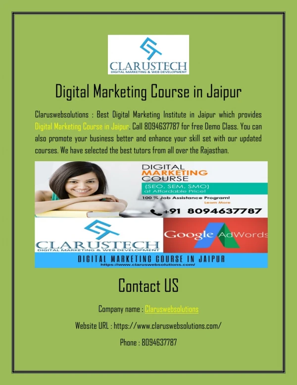 Digital Marketing Course in Jaipur | Join Free Demo Class