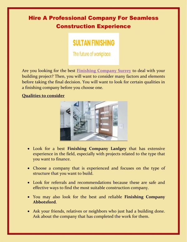 Hire A Professional Company For Seamless Construction Experience