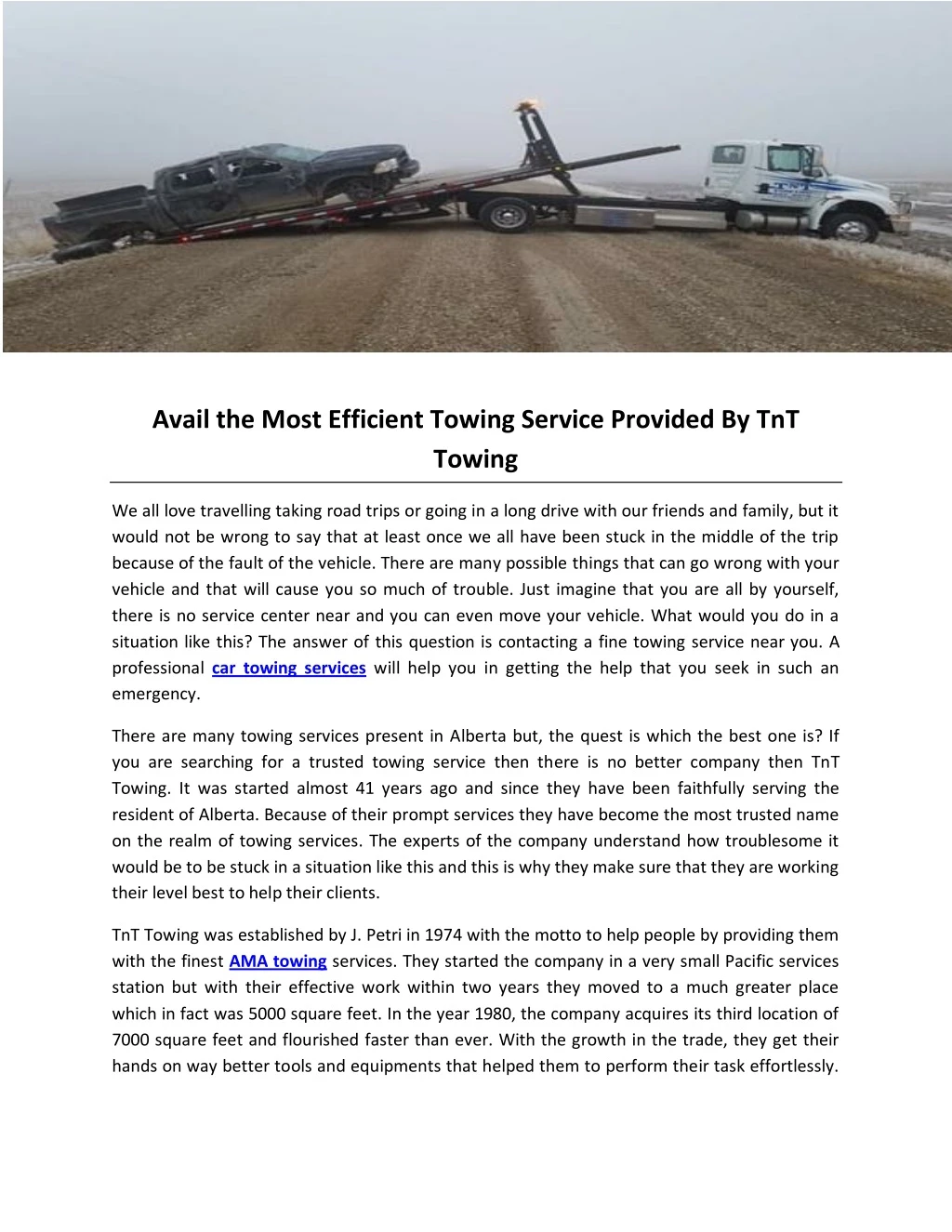 avail the most efficient towing service provided
