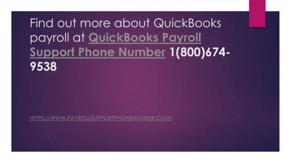 QuickBooks Payroll Support Phone Number 1(800)674-9538