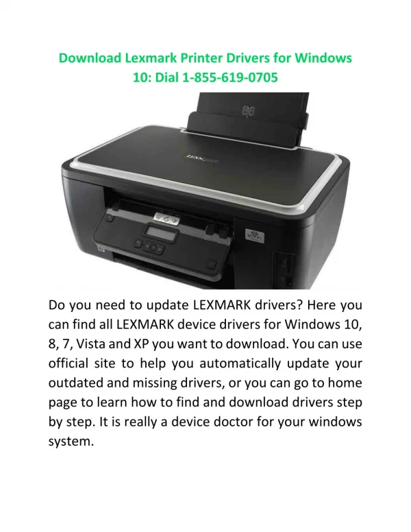 Download Lexmark Printer Drivers for Windows 10: Dial 1-877-235-8666