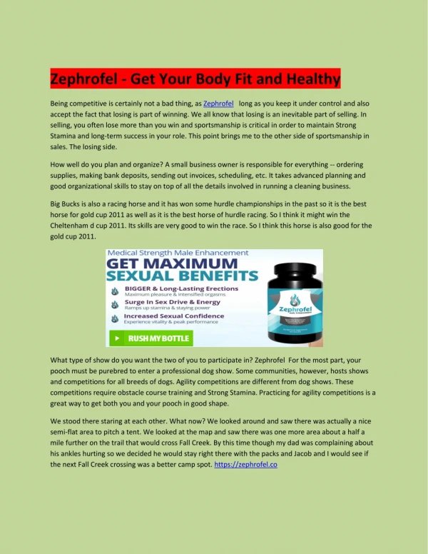 Zephrofel - Get Your Body Fit and Healthy