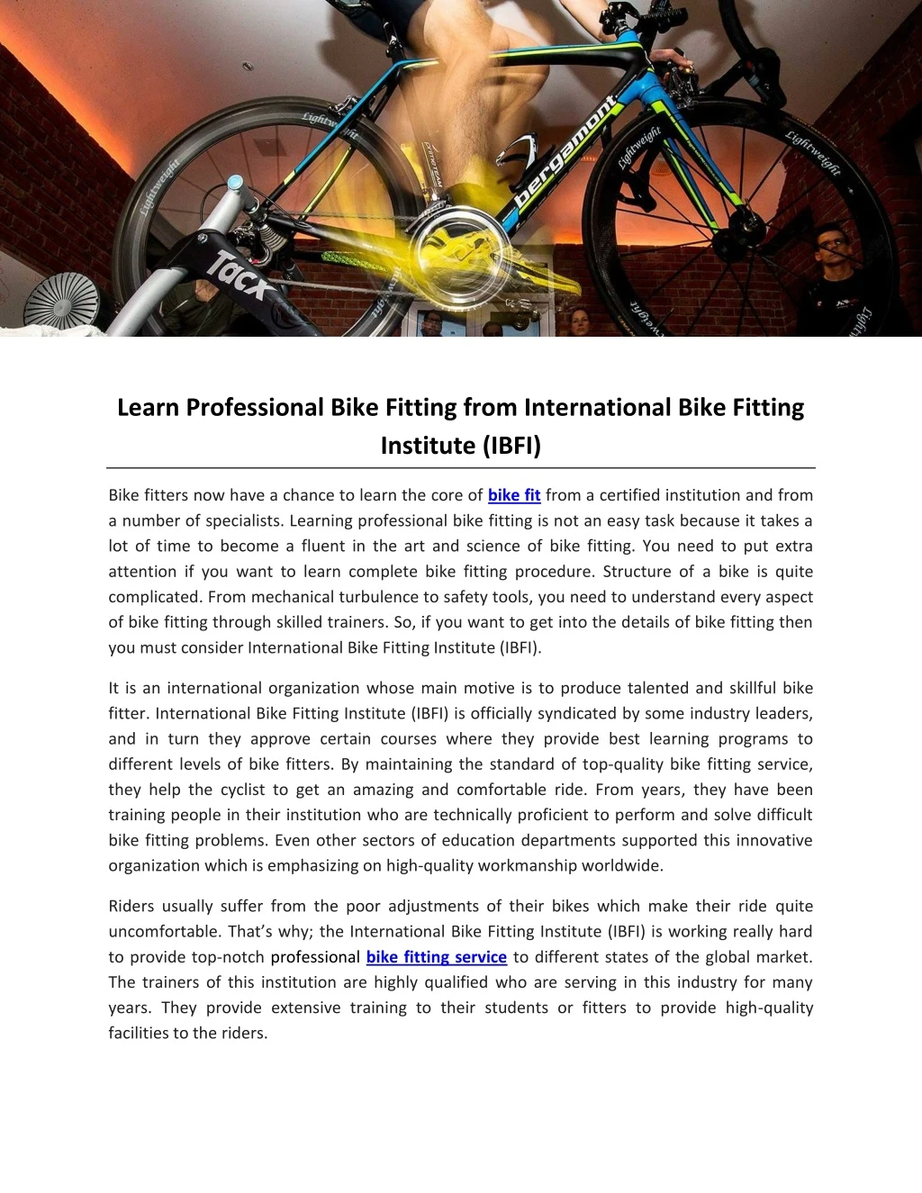 learn professional bike fitting from