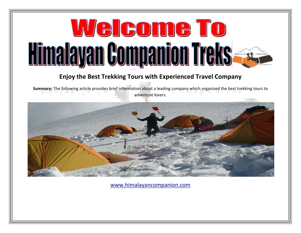 enjoy the best trekking tours with experienced