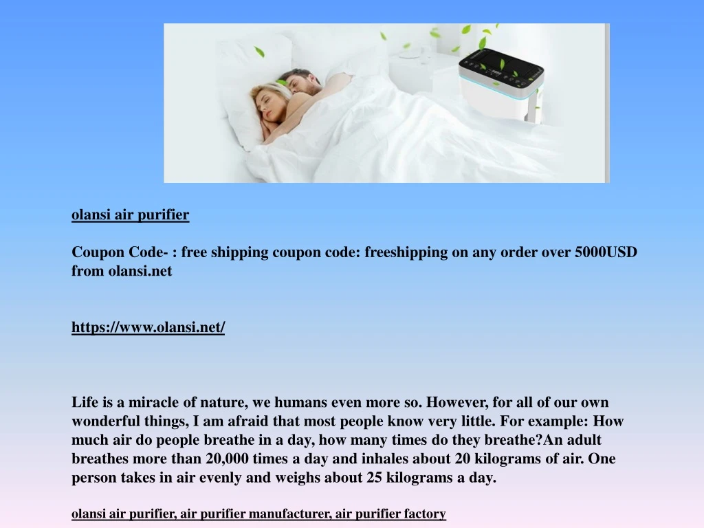 olansi air purifier coupon code free shipping