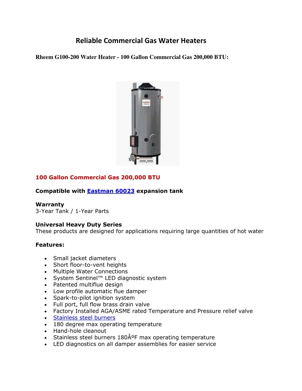 reliable commercial gas water heaters