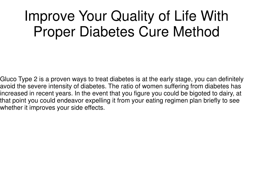 improve your quality of life with proper diabetes cure method