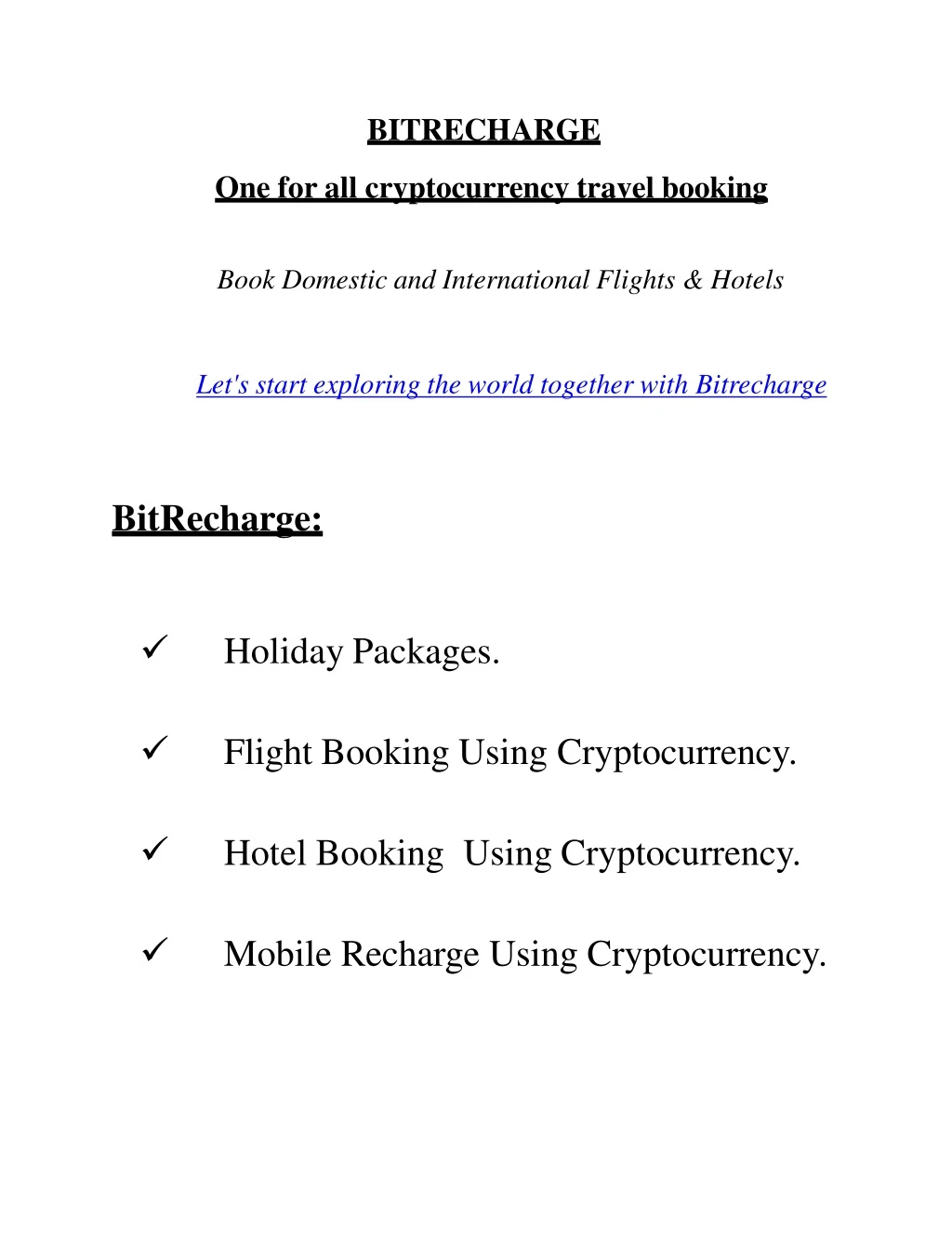 bitrecharge one for all cryptocurrency travel