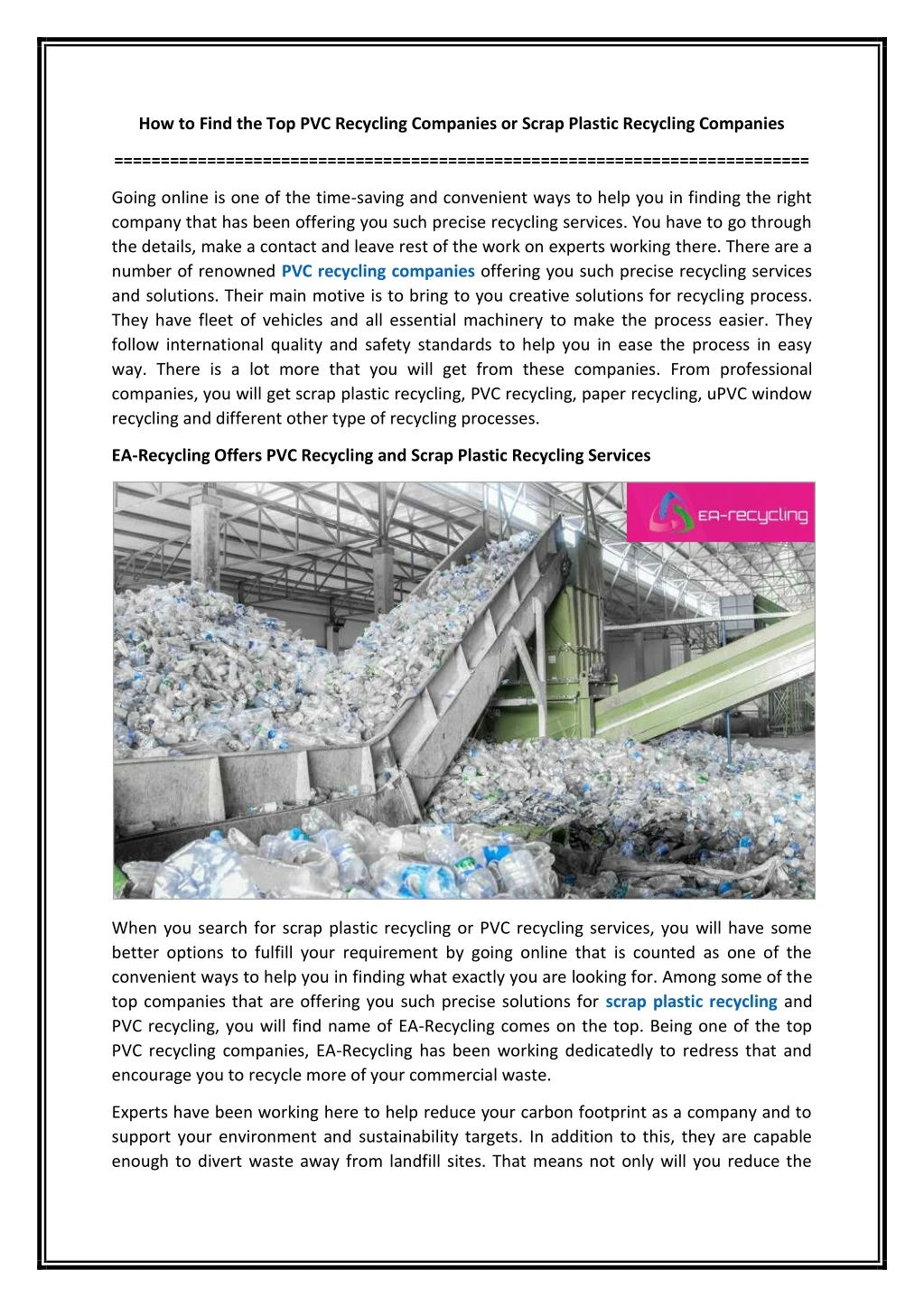 how to find the top pvc recycling companies