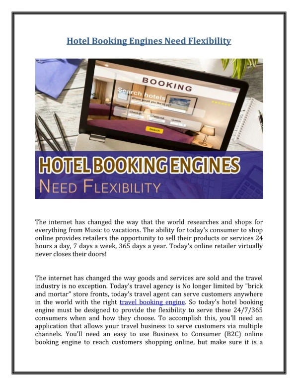 Hotel Booking Engines Need Flexibility