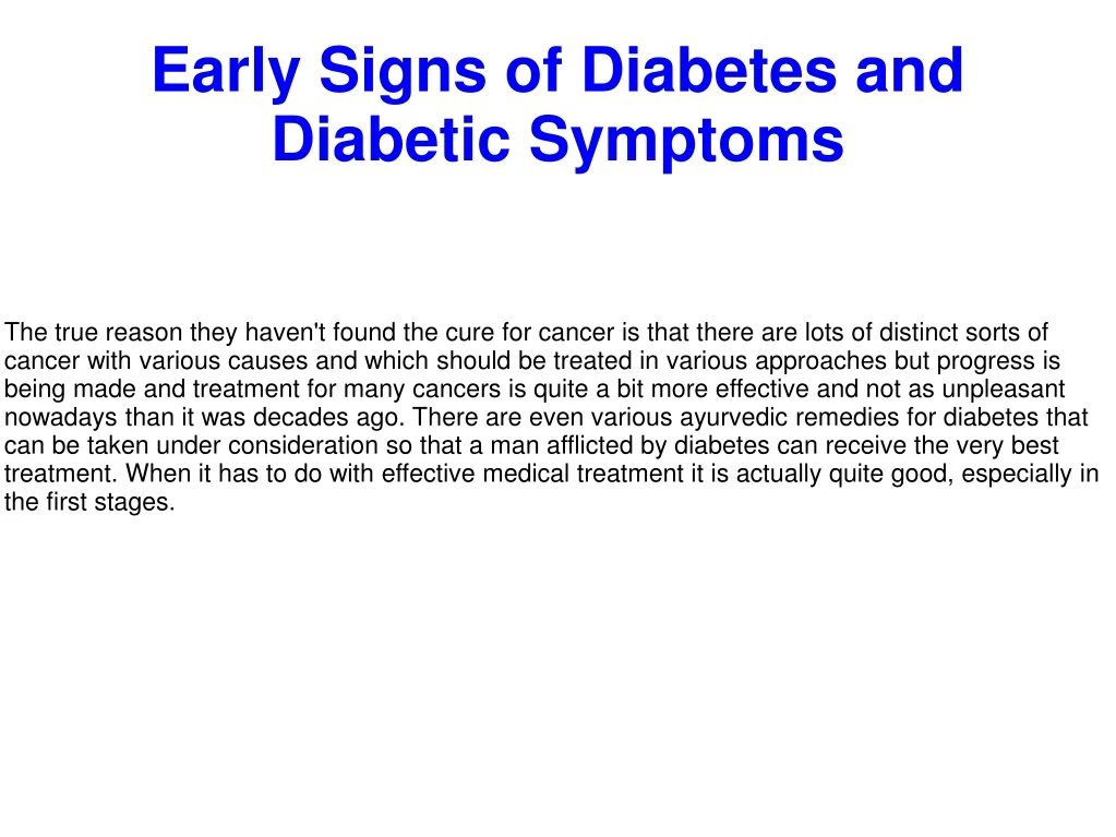 early signs of diabetes and diabetic symptoms