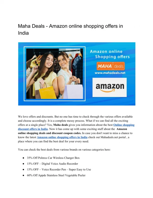 Maha Deals - Amazon online shopping offers in India