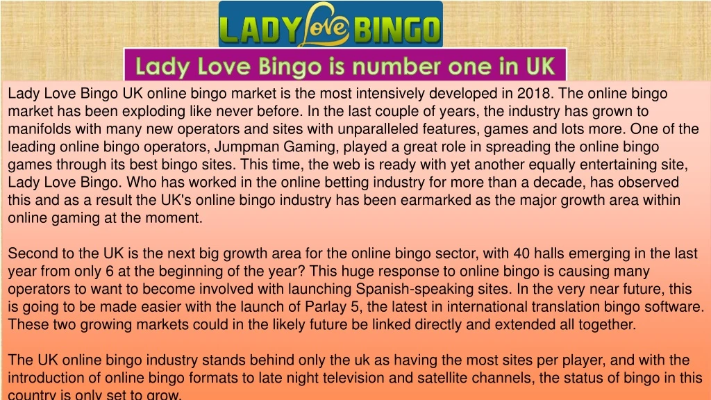 lady love bingo is number one in uk