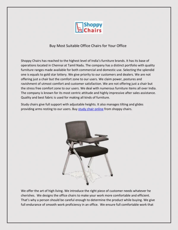 Buy Most Suitable Office Chairs for Your Office