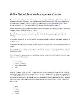 Online Natural Resource Management Courses - slide 1