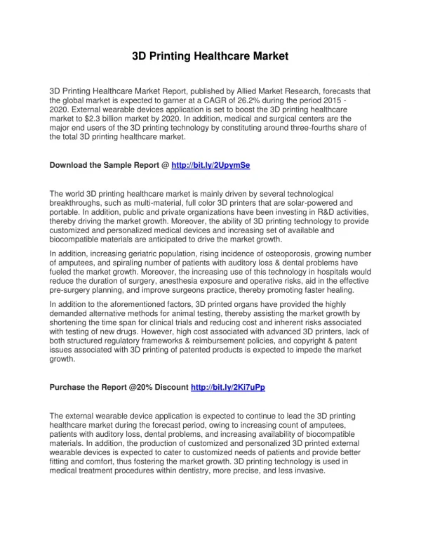 3d printing healthcare market