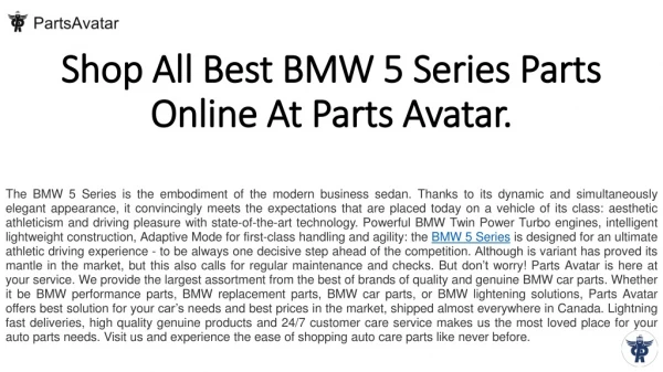 Shop Top Brands BMW 5 Series Parts Online at Parts Avatar Canada.
