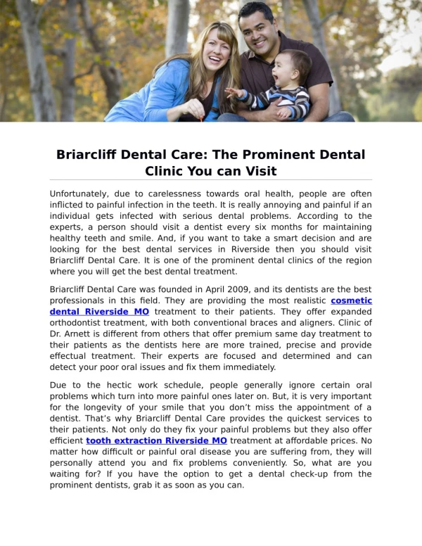 Briarcliff Dental Care: The Prominent Dental Clinic You can Visit