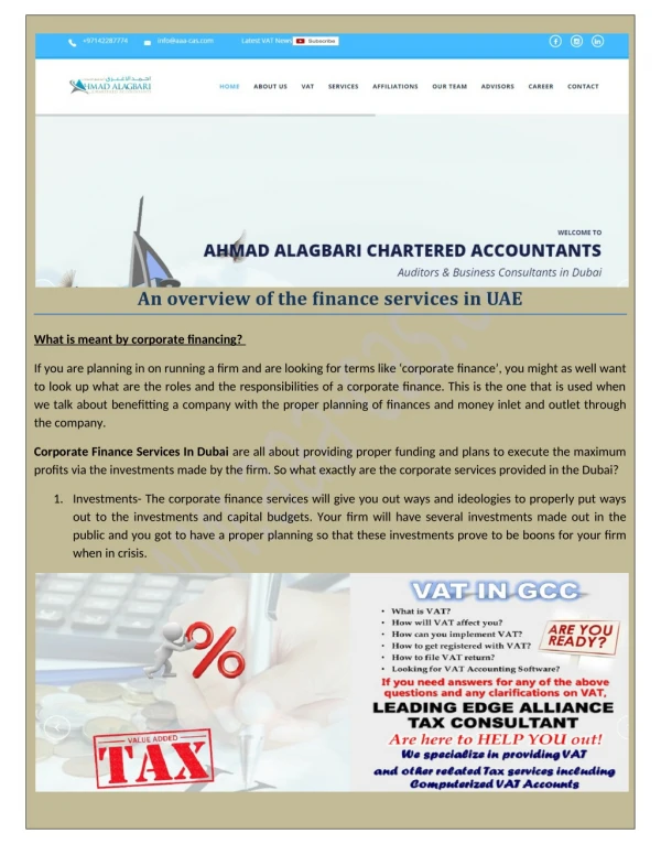 Get the best and affirmative Corporate Finance Services in UAE