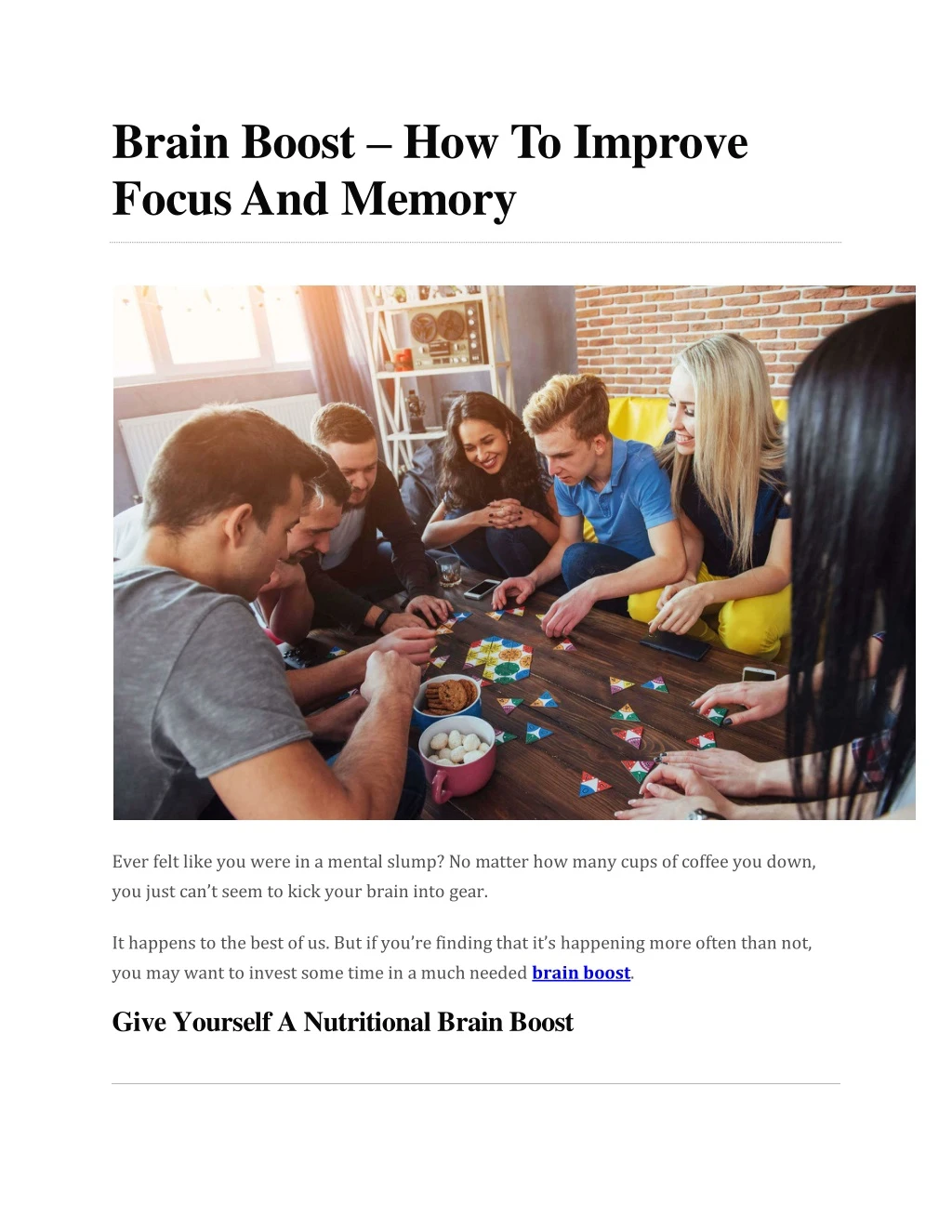 brain boost how to improve focus and memory