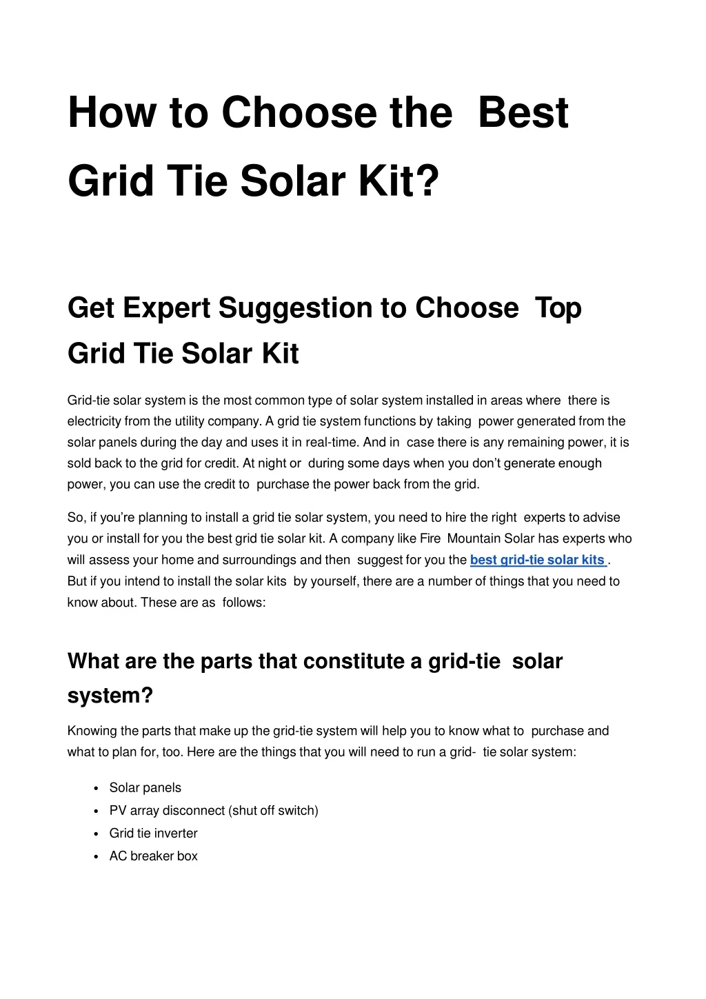 how to choose the best grid tie solar kit