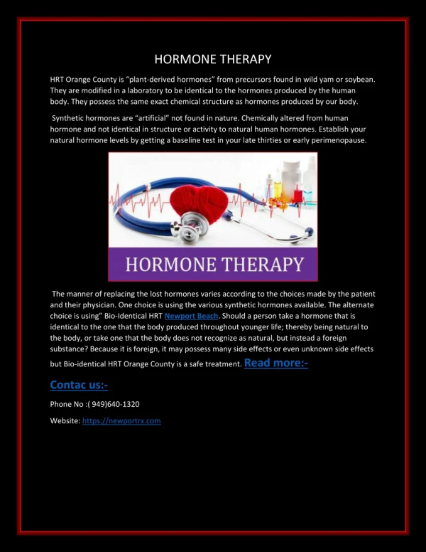 HORMONE THERAPY/ NEWPORT CENTER