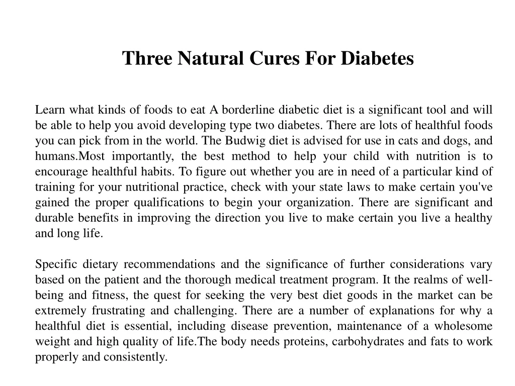 three natural cures for diabetes