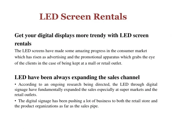 LED screen rentals