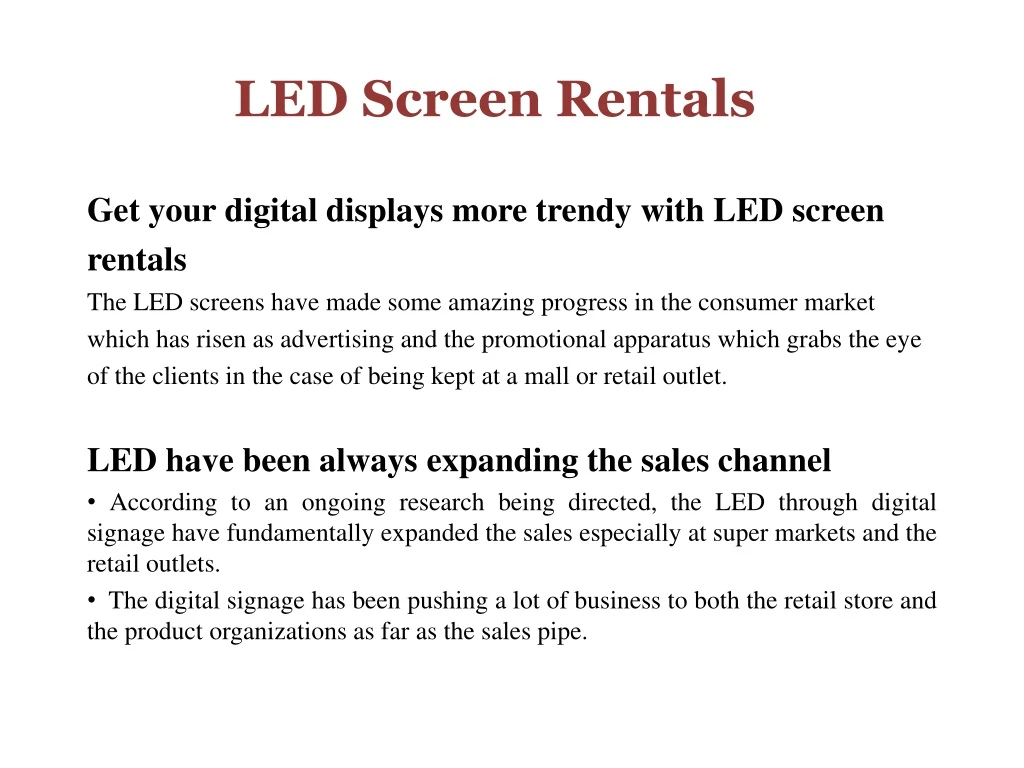 led screen rentals
