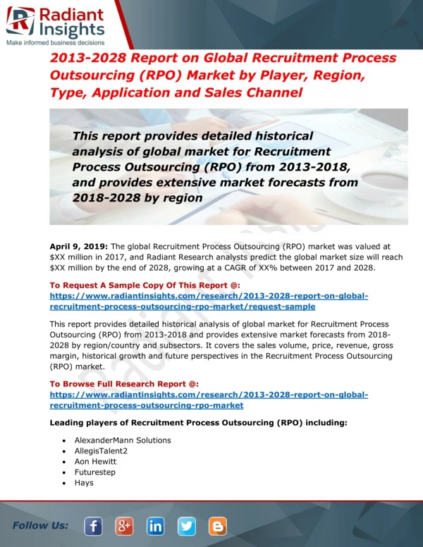 Global Recruitment Process Outsourcing (RPO) Market Competition, Status And Forecast, Market Size By Players, Regions, T