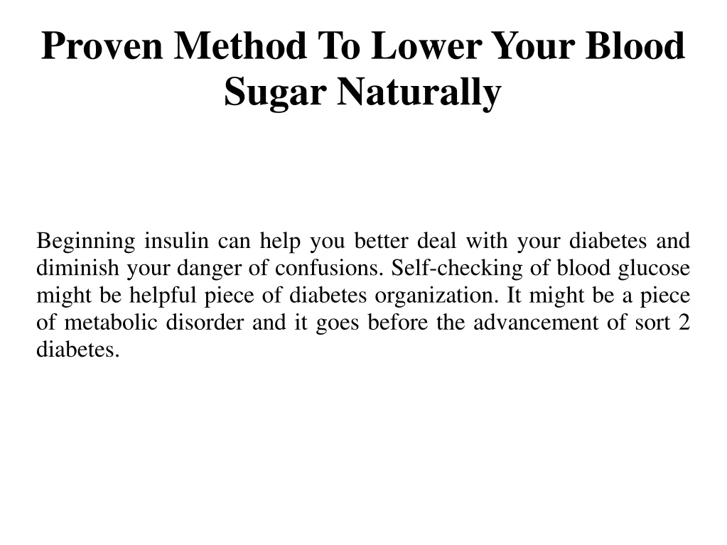 proven method to lower your blood sugar naturally