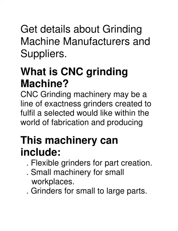 CNC grinding machine manufacturers and suppliers CNC grinding machine manufacturers and suppliers