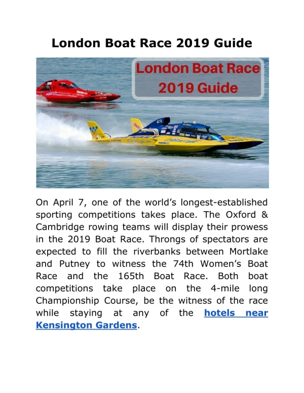 London Boat Race 2019 Guide