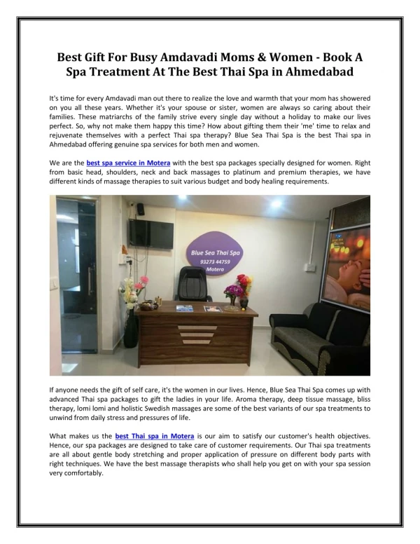 Best Gift For Busy Amdavadi Moms & Women - Book A Spa Treatment At The Best Thai Spa in Ahmedabad